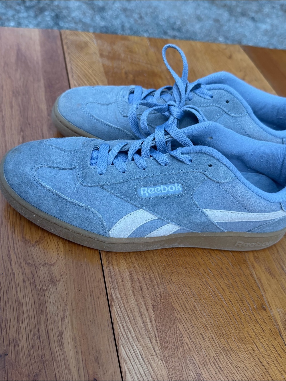 Reebok Light Blue Suede Low-Top Sneakers with White Accents